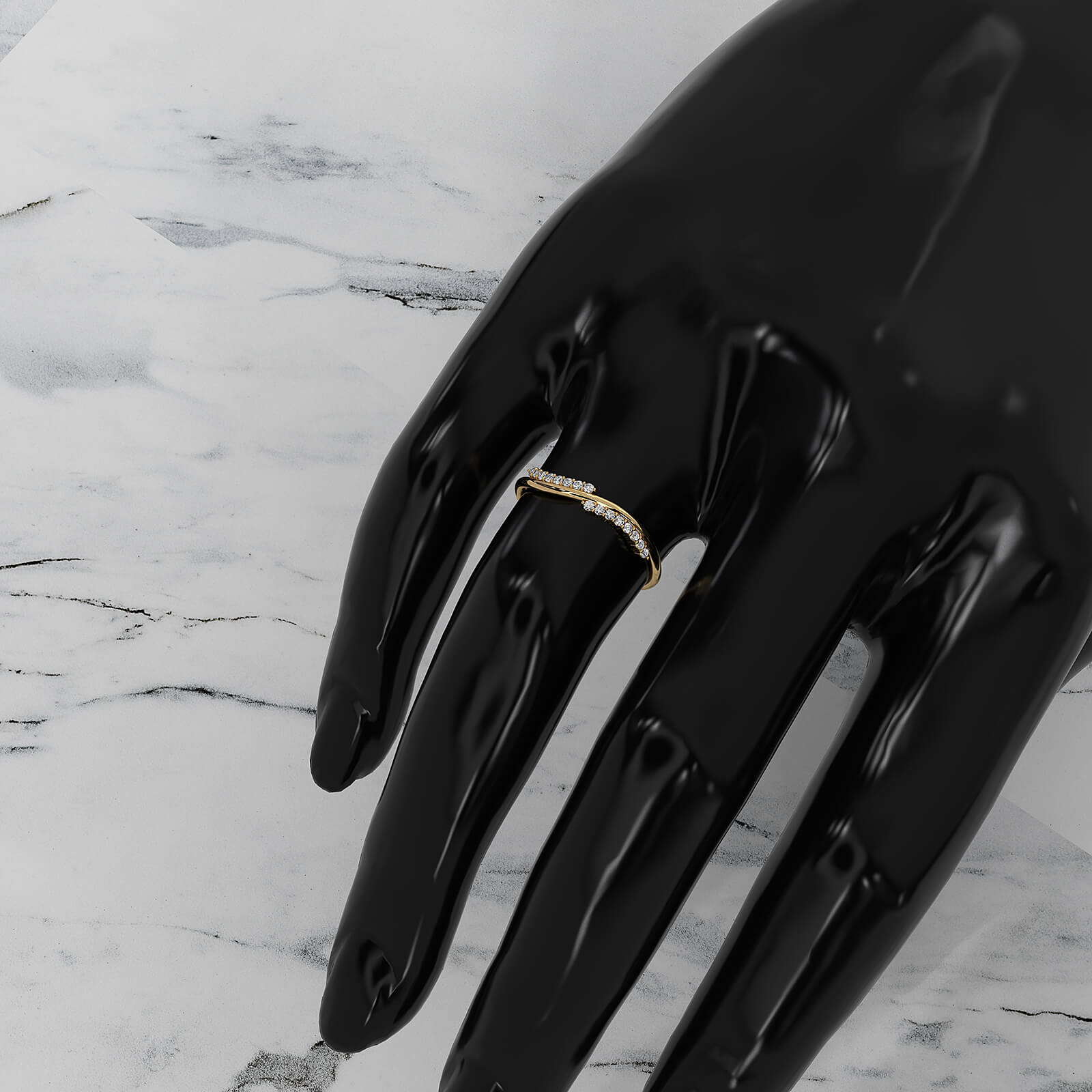 Twisted Stackable Minimalist Round Lab Diamond Fashion Ring 0.09ctw.